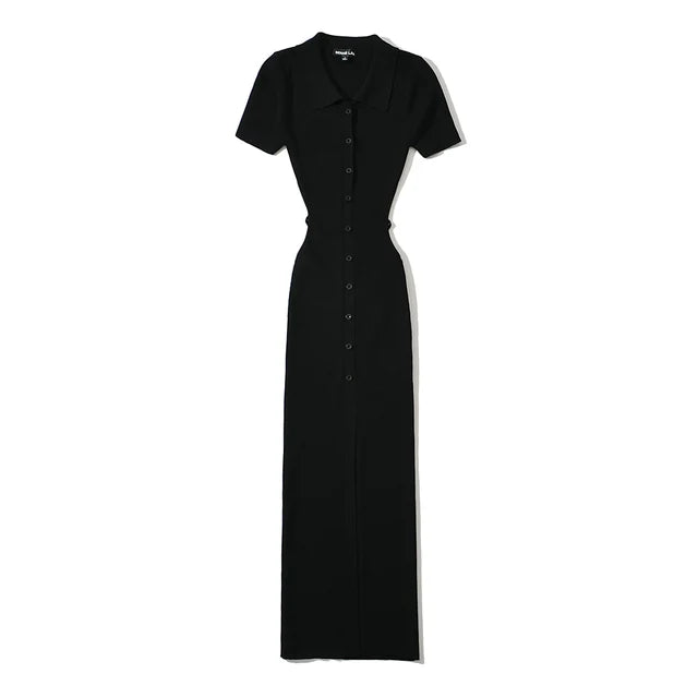 Summer Short Sleeve Backless Bandage Dress Women Knitted Stretchable Slim  Midi Dresses