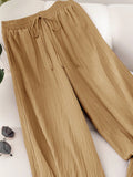 High-Waisted Flowy Loose Boho Wide-Leg Pants for Women Plus Size