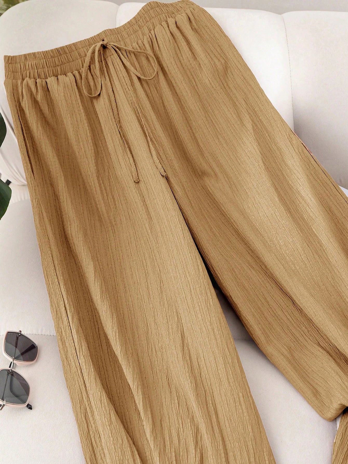 High-Waisted Flowy Loose Boho Wide-Leg Pants for Women Plus Size