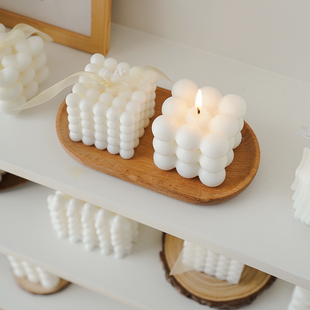 Geometric Soy Wax Candle White Cube Scented Candle