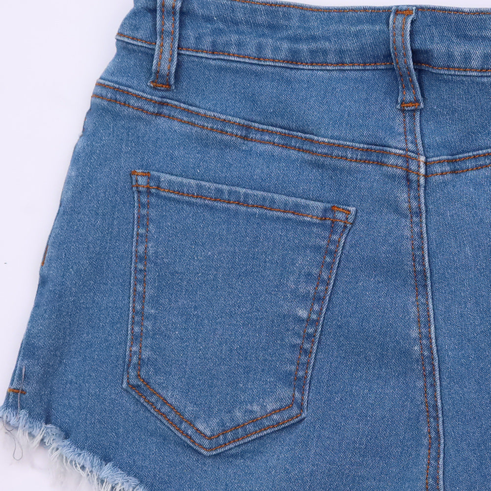 Denim Shorts with Low Waist and Cool Design