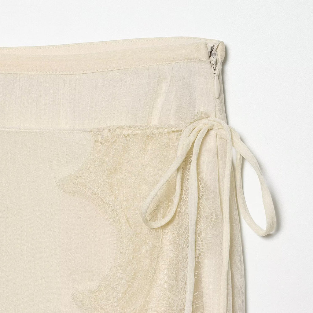 Commuting style elegant lace wrapped skirt