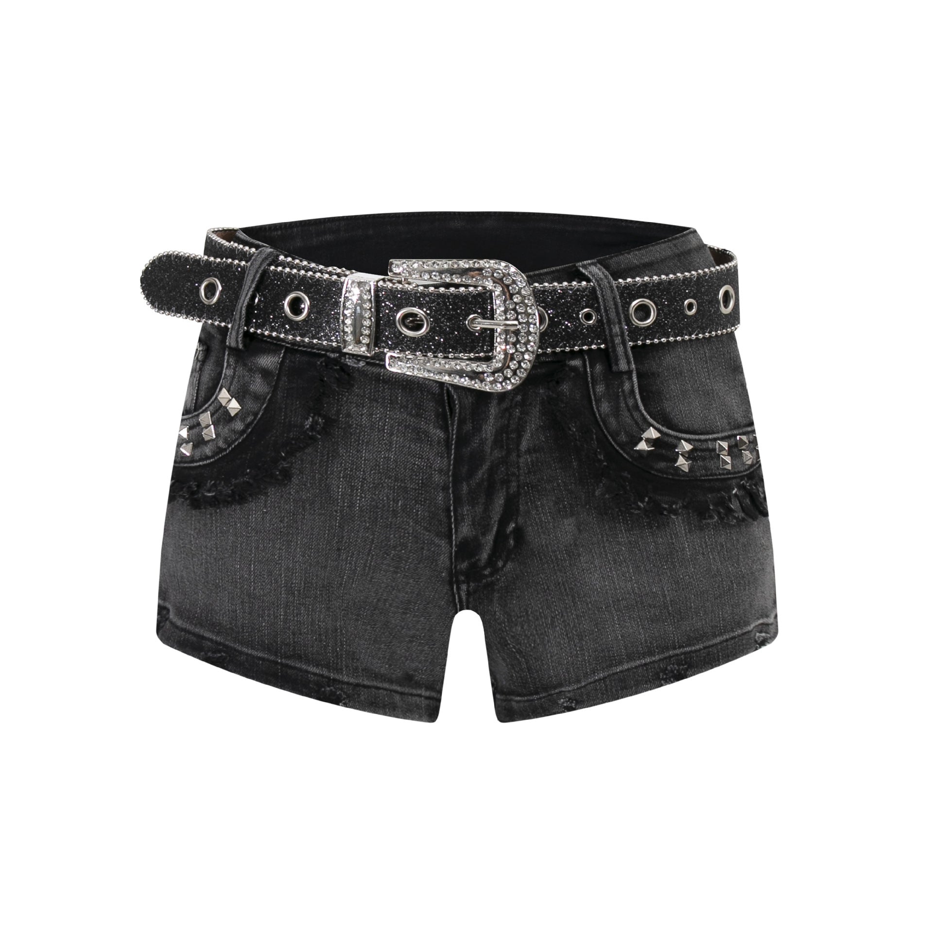 Spicy girl with low waist denim shorts for women