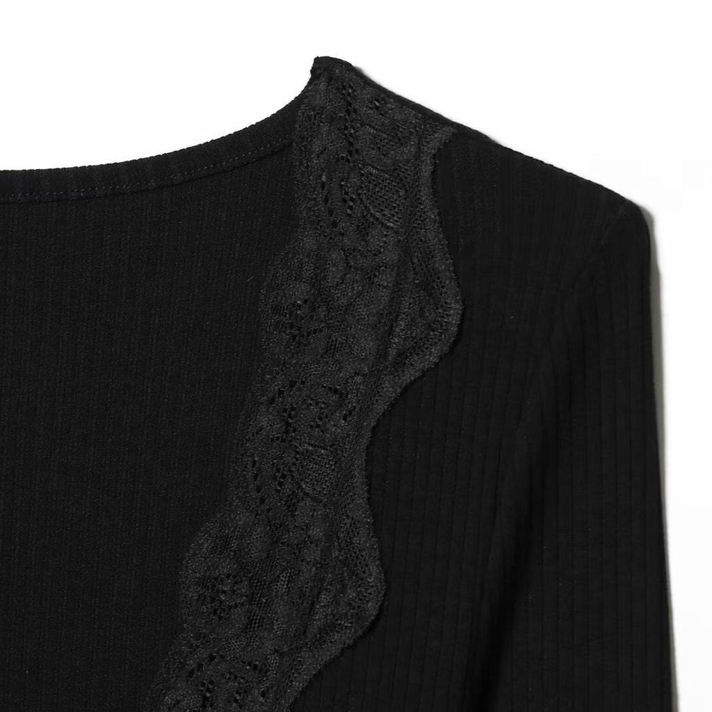 Pure Desire Style Lace Splicing Slimming Top