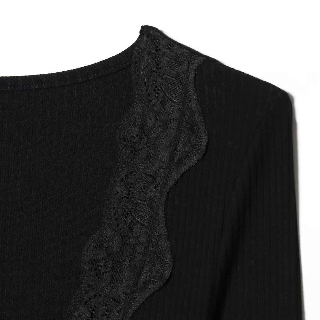 Pure Desire Style Lace Splicing Slimming Top