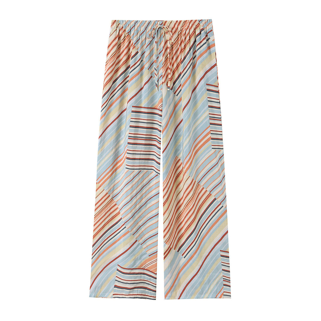 Casual style minimalist striped loose pants