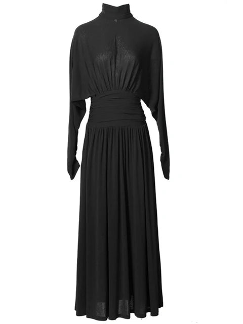 Solid Fashionable Turtleneck Batwing Sleeve Women's Dresses Long Sleeve Slimming Casual Fashion Dress Autumn