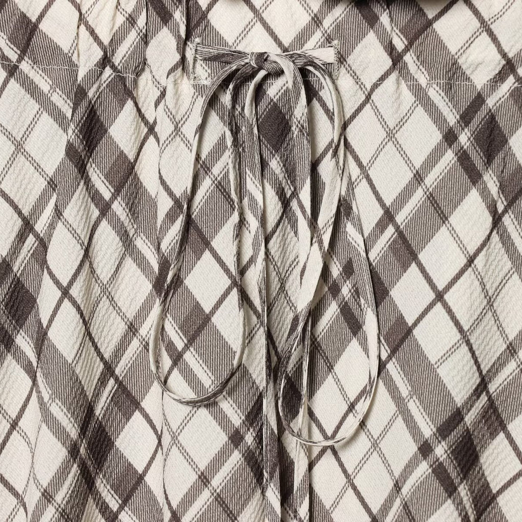 Commuting style simple grid flute skirt