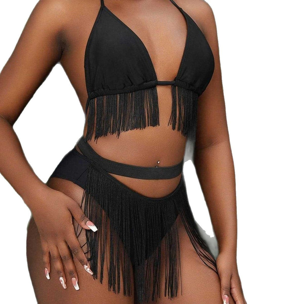 Women’s Fringe Bikini Set With High-Waist Bottoms