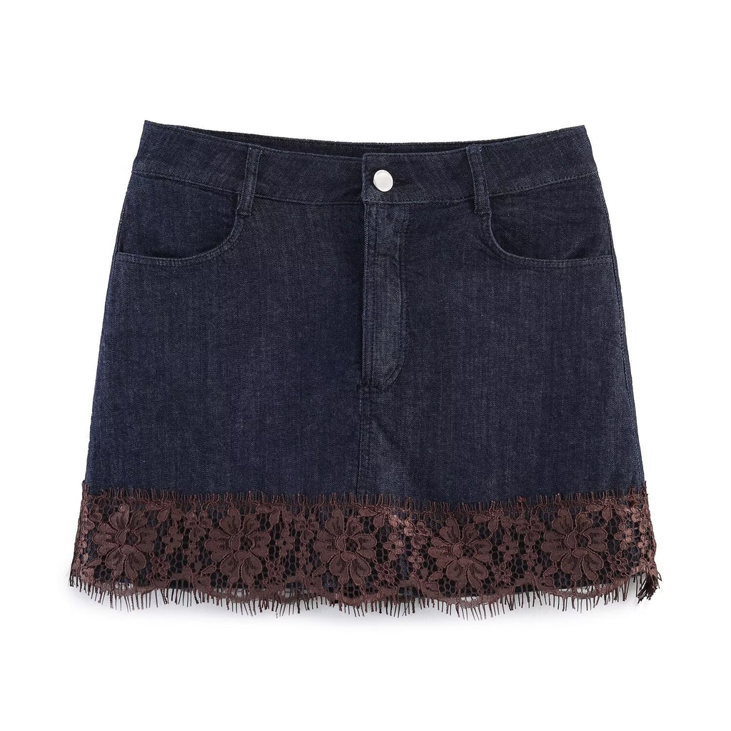 Style Lace Denim Skirt