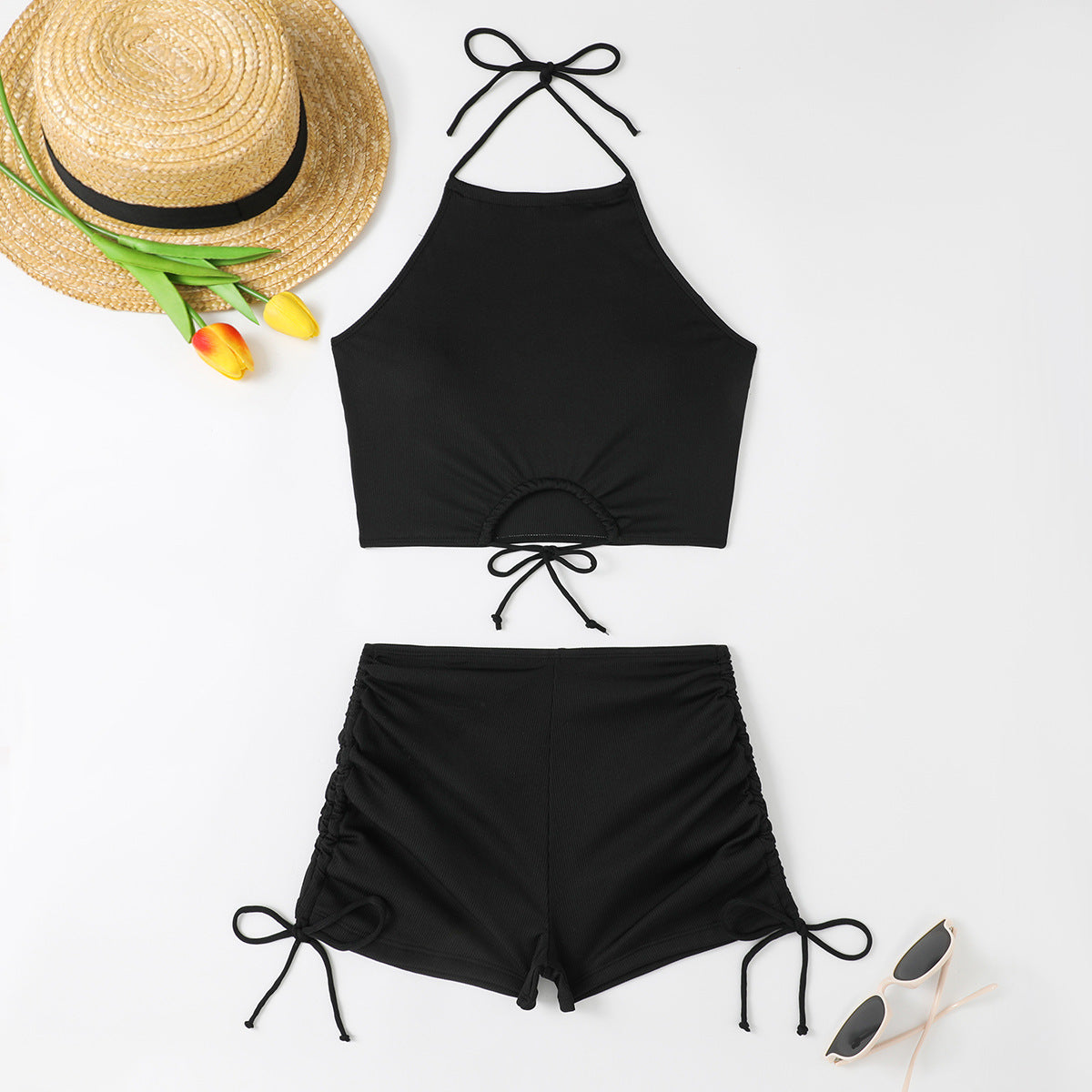 Tie up split bikini