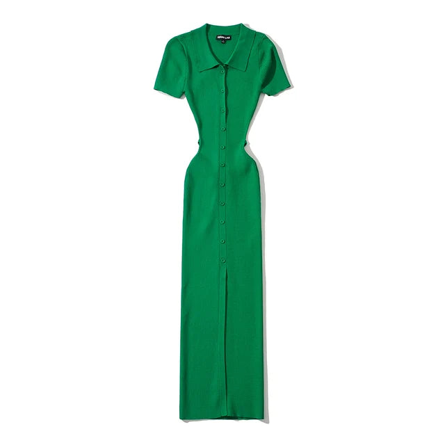 Summer Short Sleeve Backless Bandage Dress Women Knitted Stretchable Slim  Midi Dresses