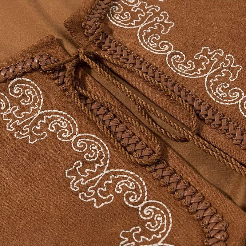Ethnic style vest embroidery paired with outerwear cardigan