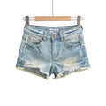 High-Waisted Distressed Denim Shorts