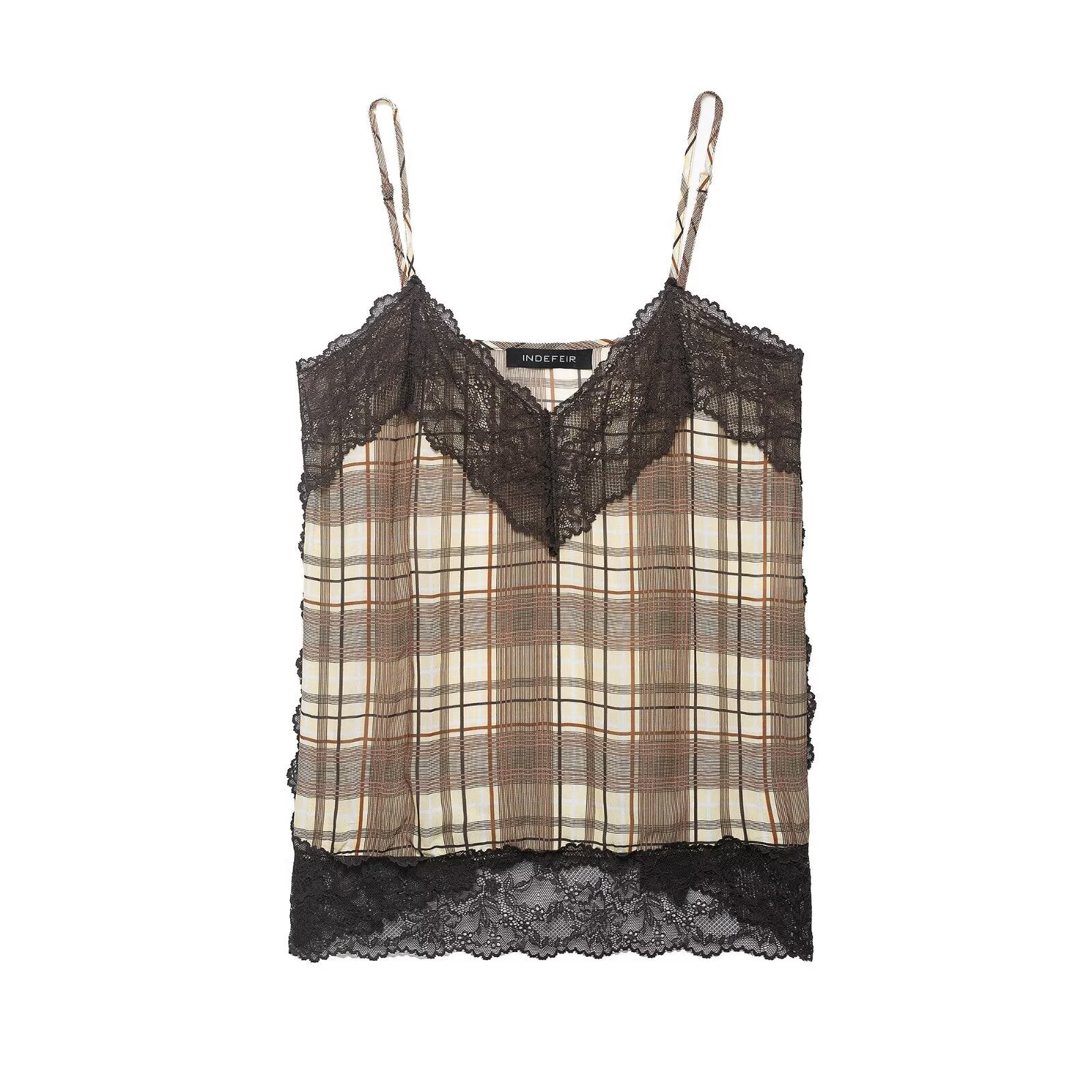 Casual plaid lingerie style top