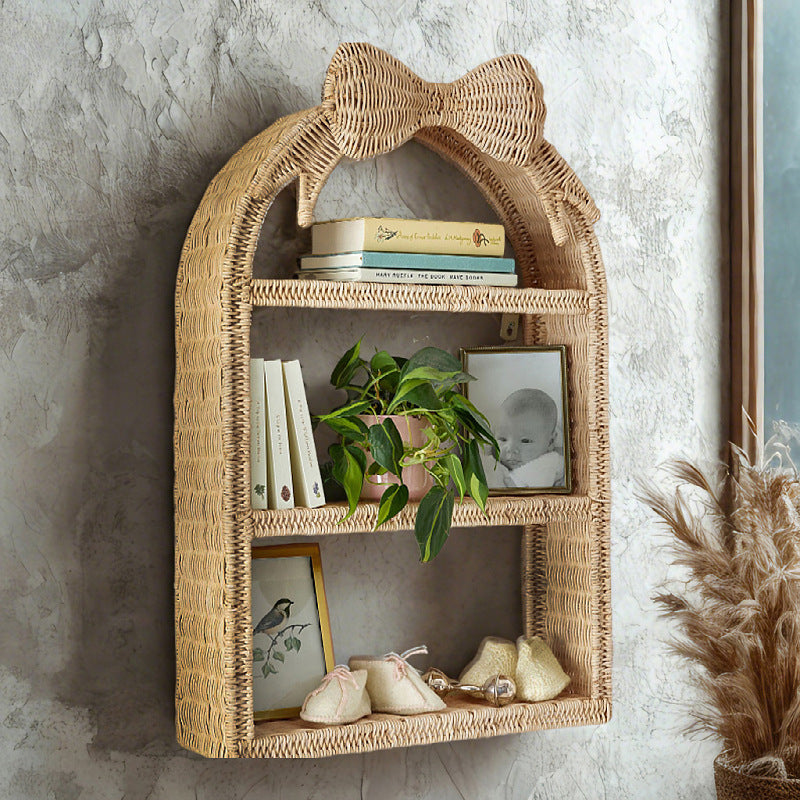 Butterfly Woven Storage Basket Wall Decoration Shelving Practical Hanging Ornament for Kids' Room and Guesthouse Woven Decor