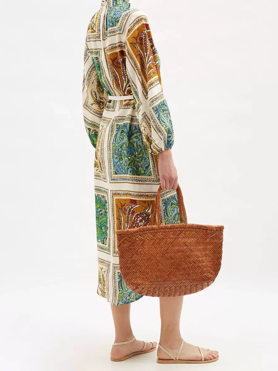 Floral Printed Blouse Dress Women Single Breasted Lantern Sleeve Casual Autumn Spring Clothes Midi Dresses Chic Dresses