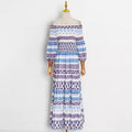 Slash Neck Midi Dresses For Women Vintage Casual Geometric Striped Print Party Night Dresses Summer Clothes