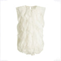 Solid Pacthwork Mesh Elegant Dresses For Women Round Neck Sleeveless Tiered Temperament High Waist Dress Female