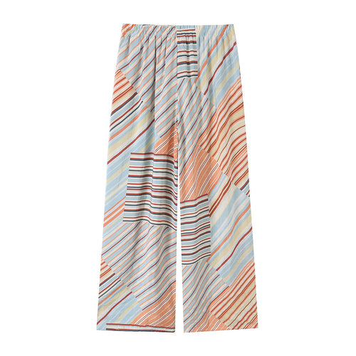 Casual style minimalist striped loose pants
