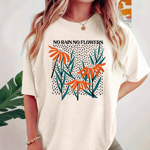 Boho Wildflowers Cottageecore round neck loose short sleeved shirt
