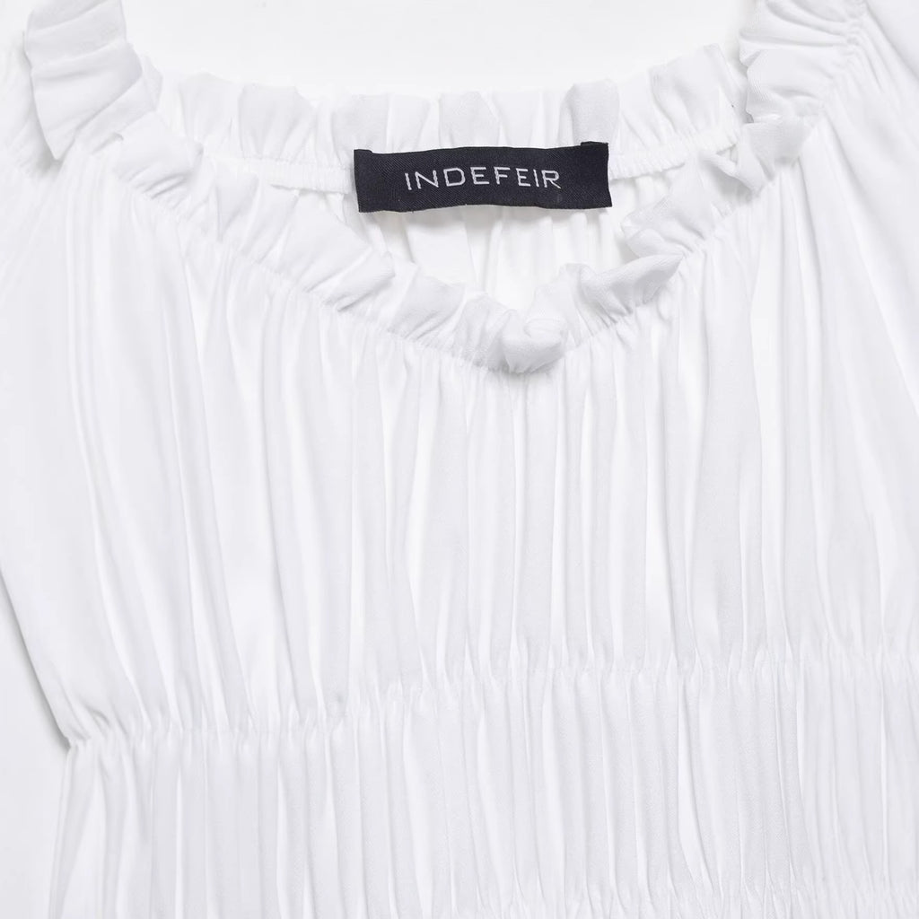 French style camisole pleated bubble sleeve top
