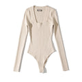Sexy Slim Square Collar Bodysuit Women Long Sleeve Knitted Elastic Slim Black Jumpsuits