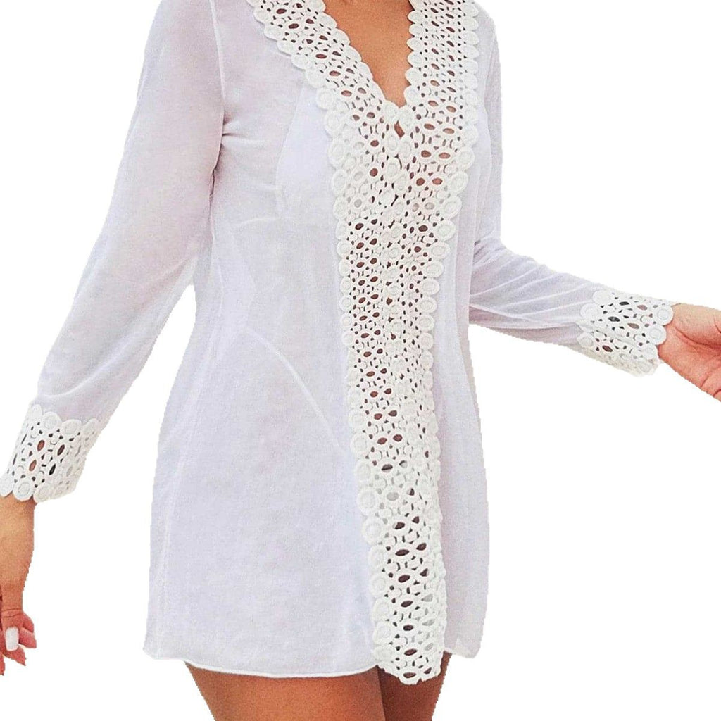 Lace crochet hollowed out sun protection beach cover shirt