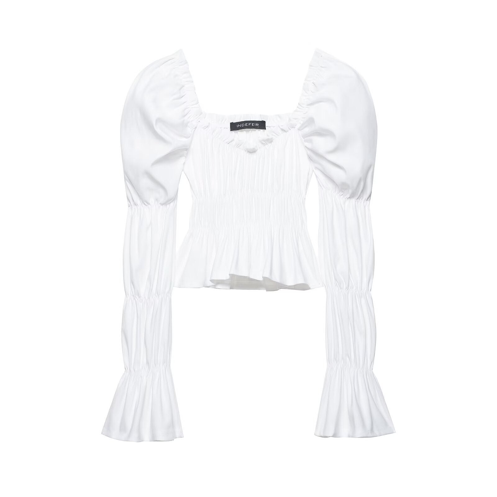 French style camisole pleated bubble sleeve top