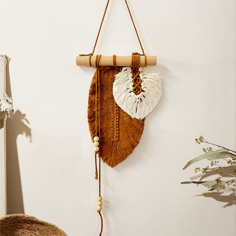 Bohemian Leaf Weaving Wall Hanging Handmade Wall Decoration for Living Room Bohemian Tapestry for Bedroom