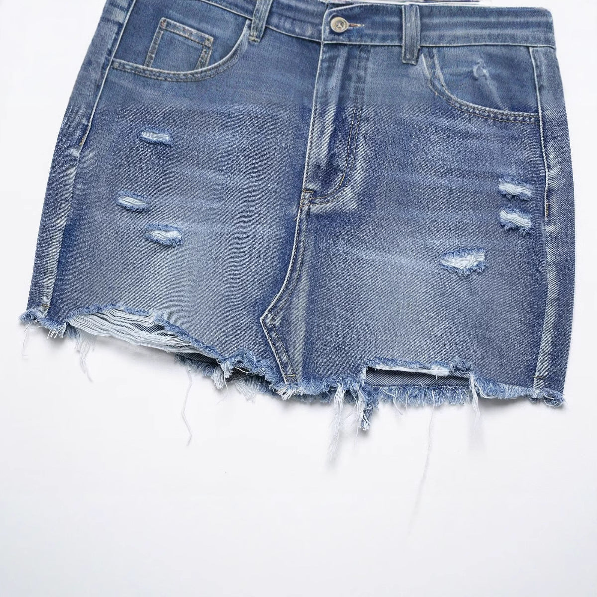 Women's Broken Hole Denim Shorts