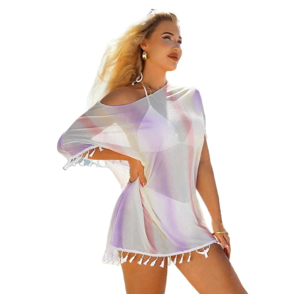Mesh solid color women's swimsuit