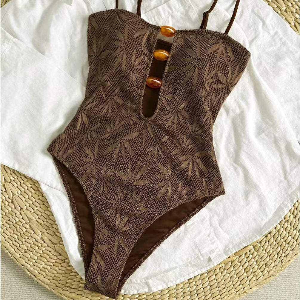 Bohemian Style Backless Strappy One-Piece Swimwear