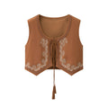 Ethnic style vest embroidery paired with outerwear cardigan
