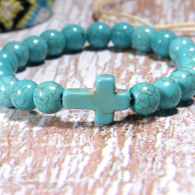 6 Pieces Puka Shell Bracelet Set Cross Beads Weave Boho Fashion Girl Friendship Charm Bracelet Summer Jewelry