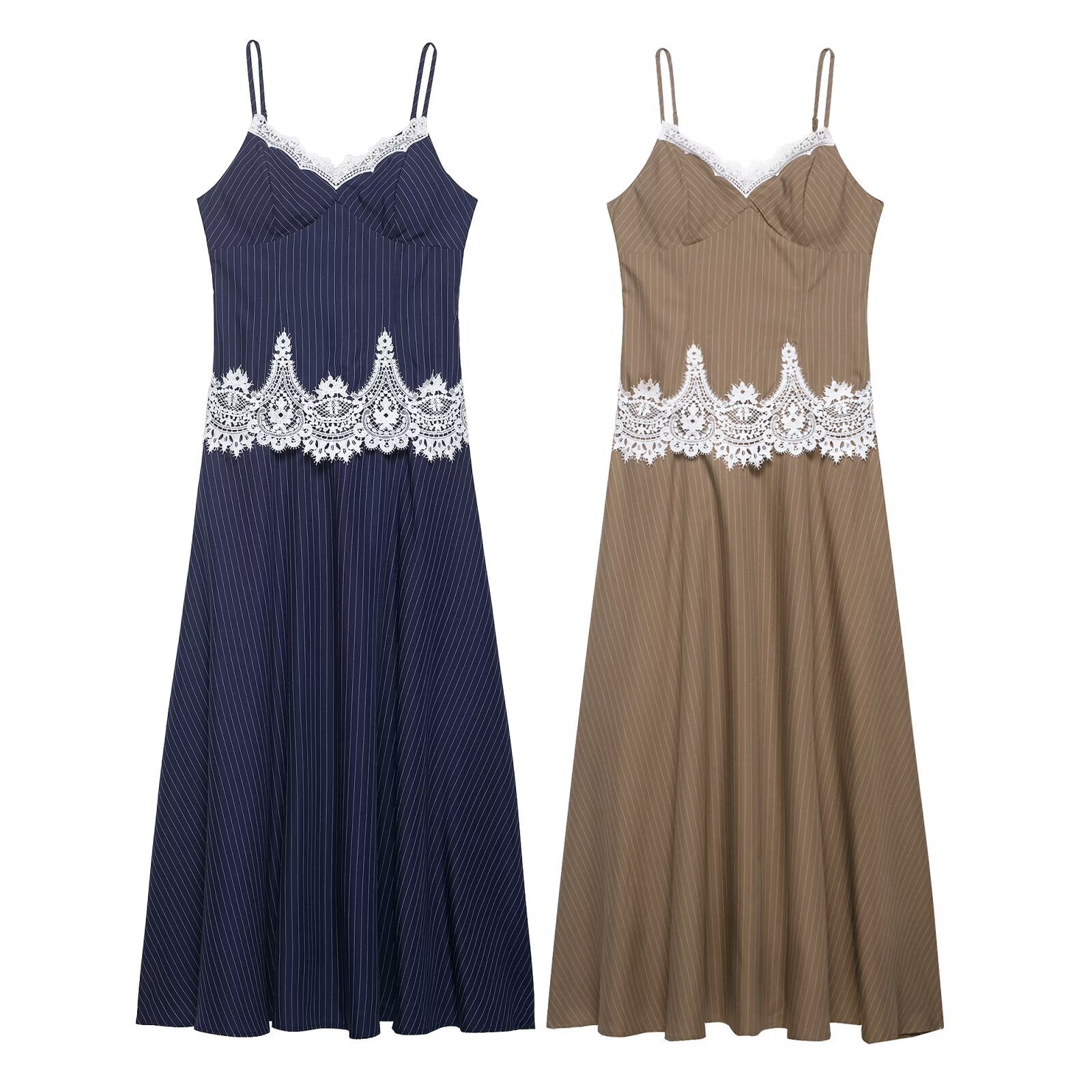 Retro style lace patchwork camisole dress