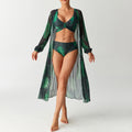 Swimwear Women's Split Three Piece Set High Waist Long Sleeve Hoodie Swimsuit