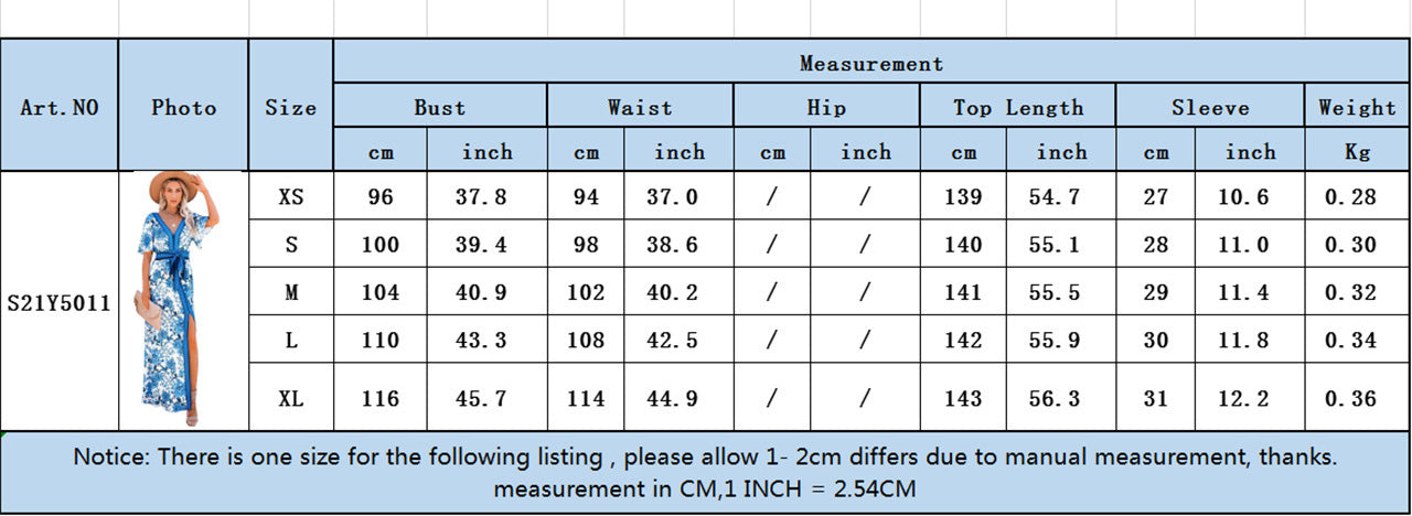 European Style Spring And Summer New Style Floral Slits Tie Temperament Leisure Holiday Style Dress