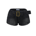 Belt denim shorts