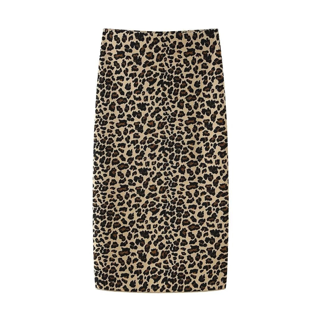 European and American style animal print knitted suit