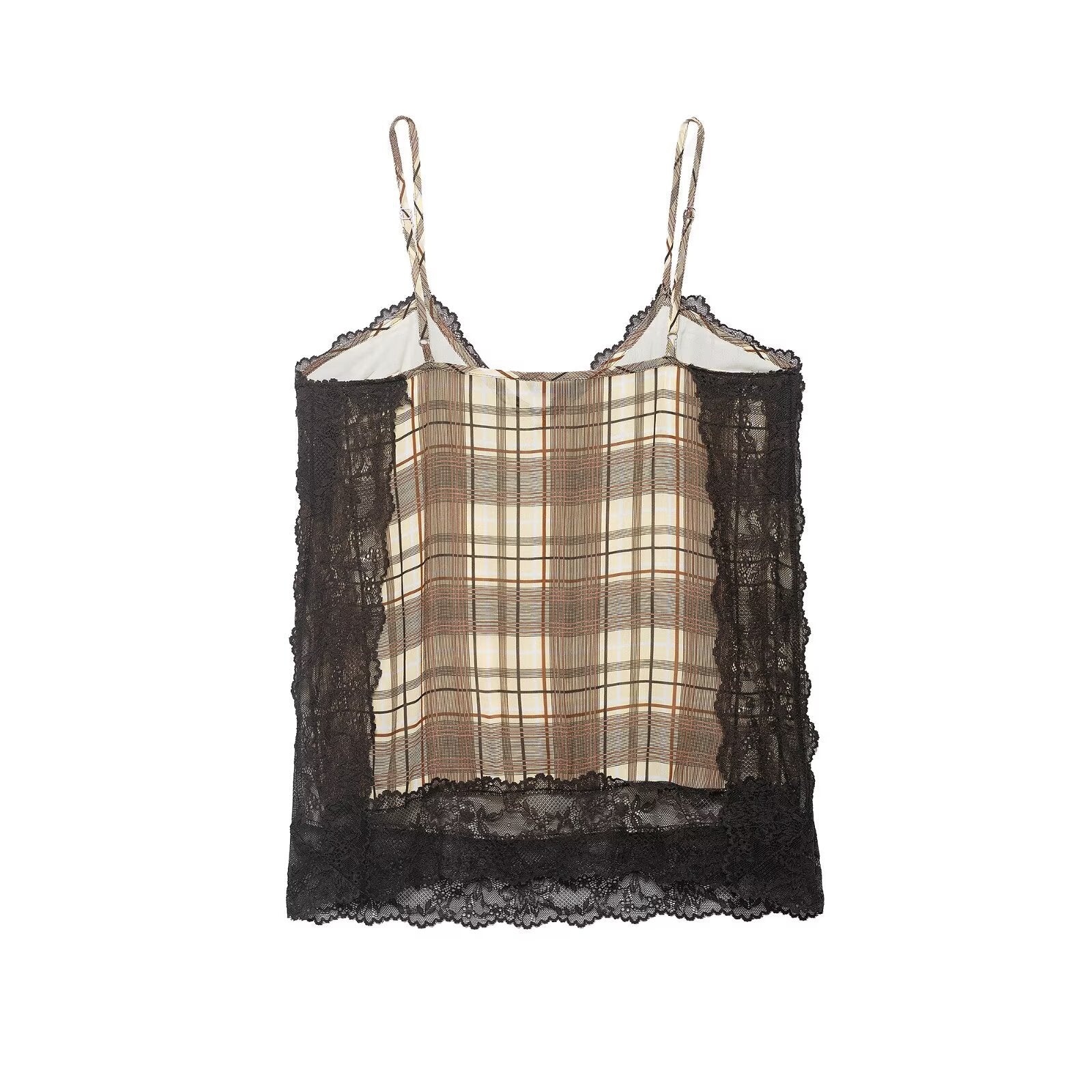 Casual plaid lingerie style top