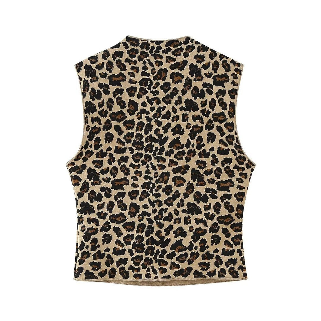 European and American style animal print knitted suit