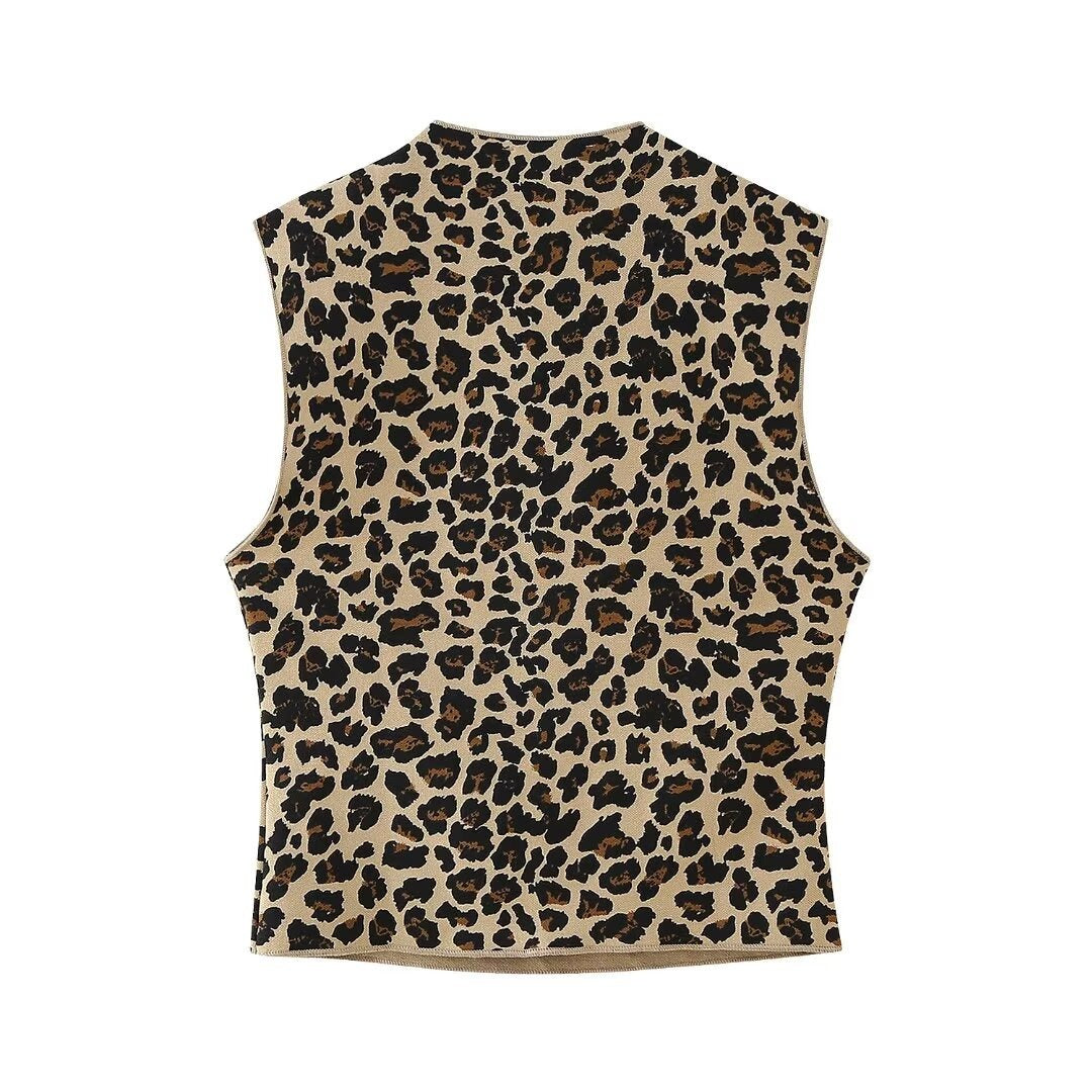 European and American style animal print knitted suit