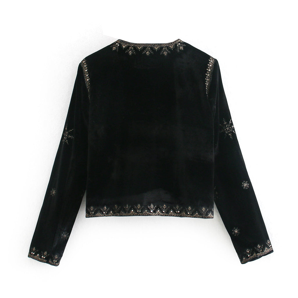 Palace style embroidered velvet jacket