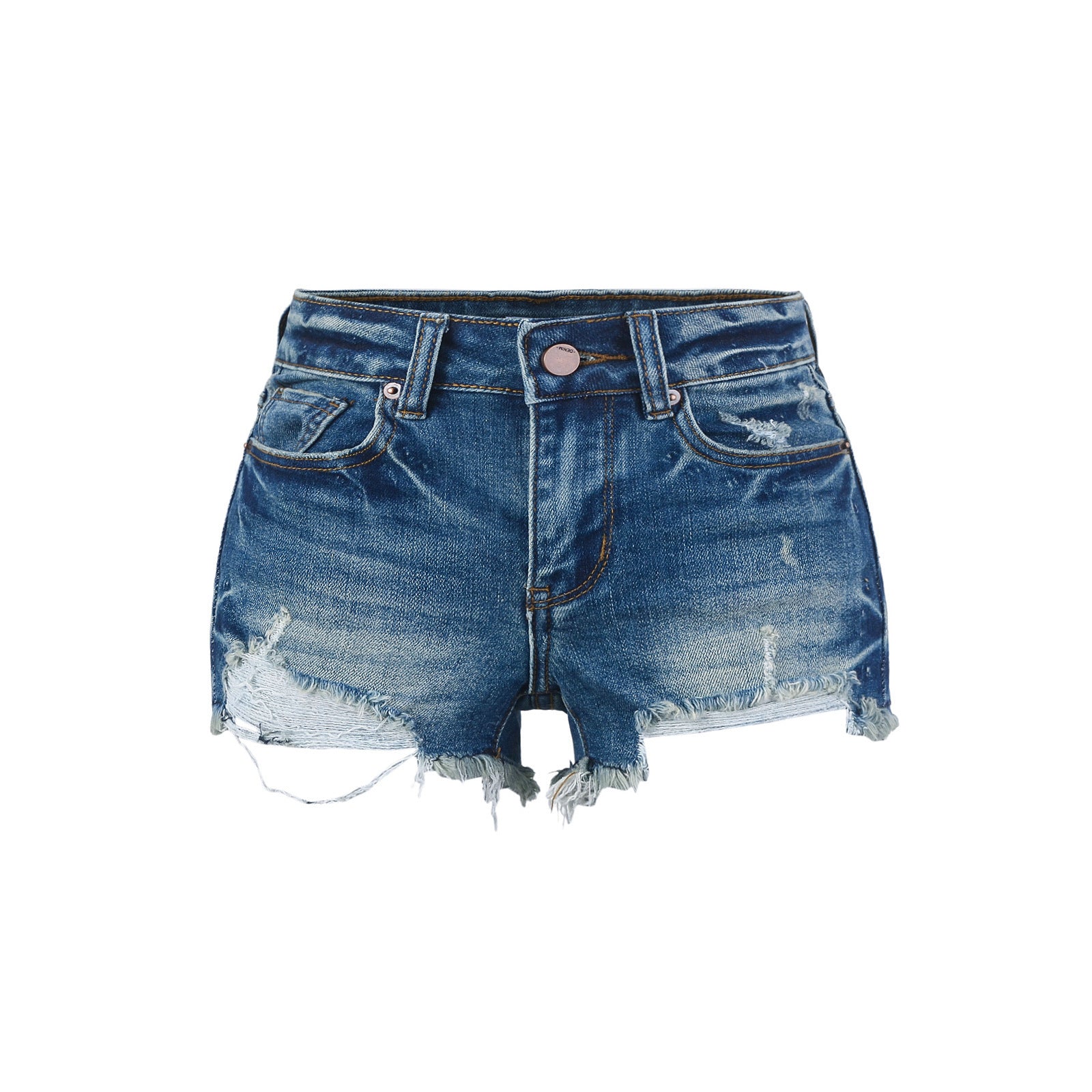High-Waisted Distressed Denim Shorts