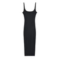 Women Sexy Backless Midi Dress Summer Spaghetti Strap Solid Color Stretchable Slim Dresses