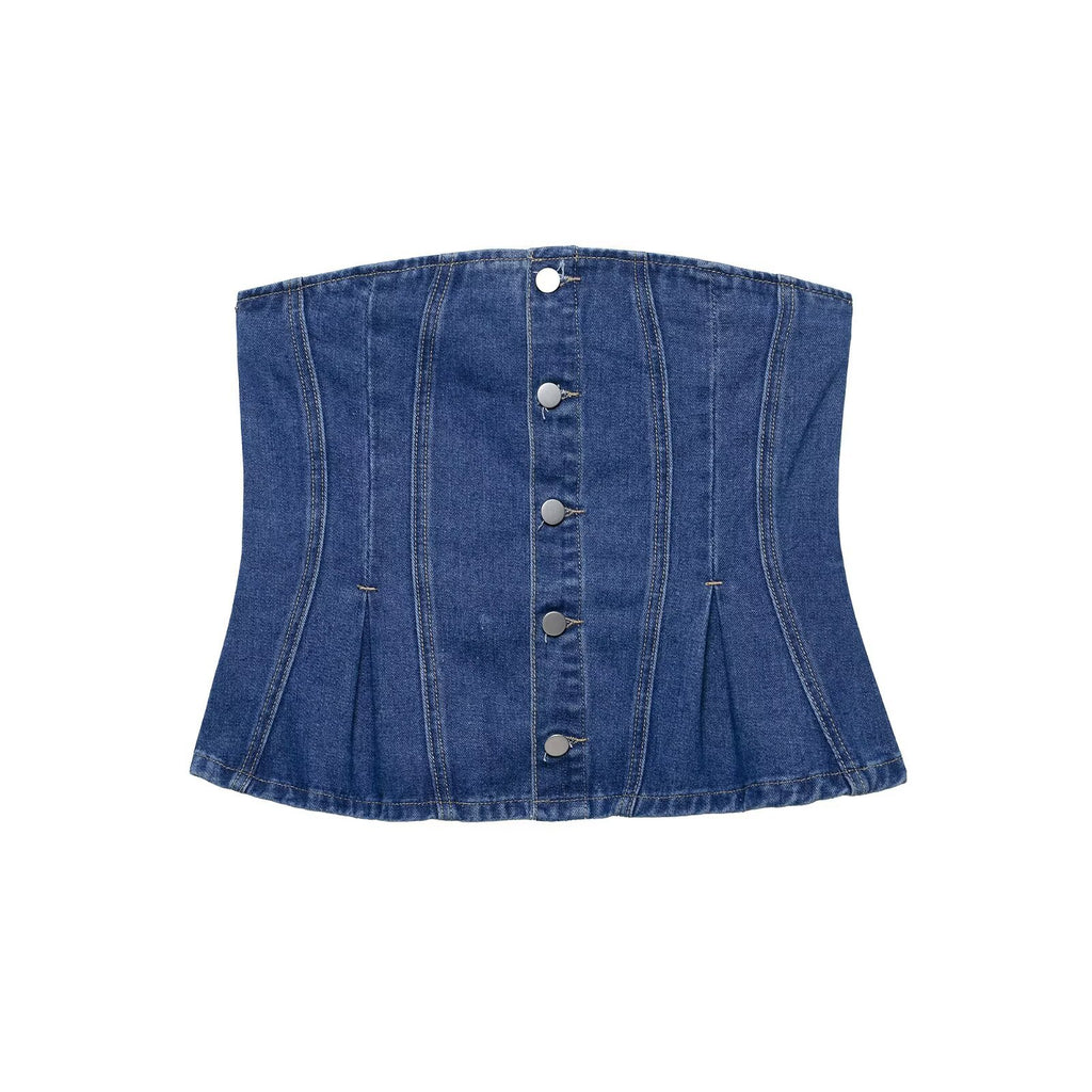 Cowboy corset+denim shorts set for women