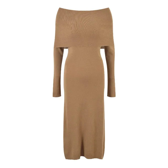 Knitted Dress for Women Autumn Winter Elegant Long Sleeve Sweater Dresses Korean Fashion Vestidos Midi