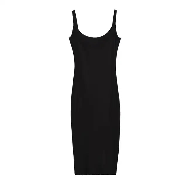 Summer Spaghetti Strap Knits Midi Dress Women Backless Split Slim Elastic 6 Colors Dresses