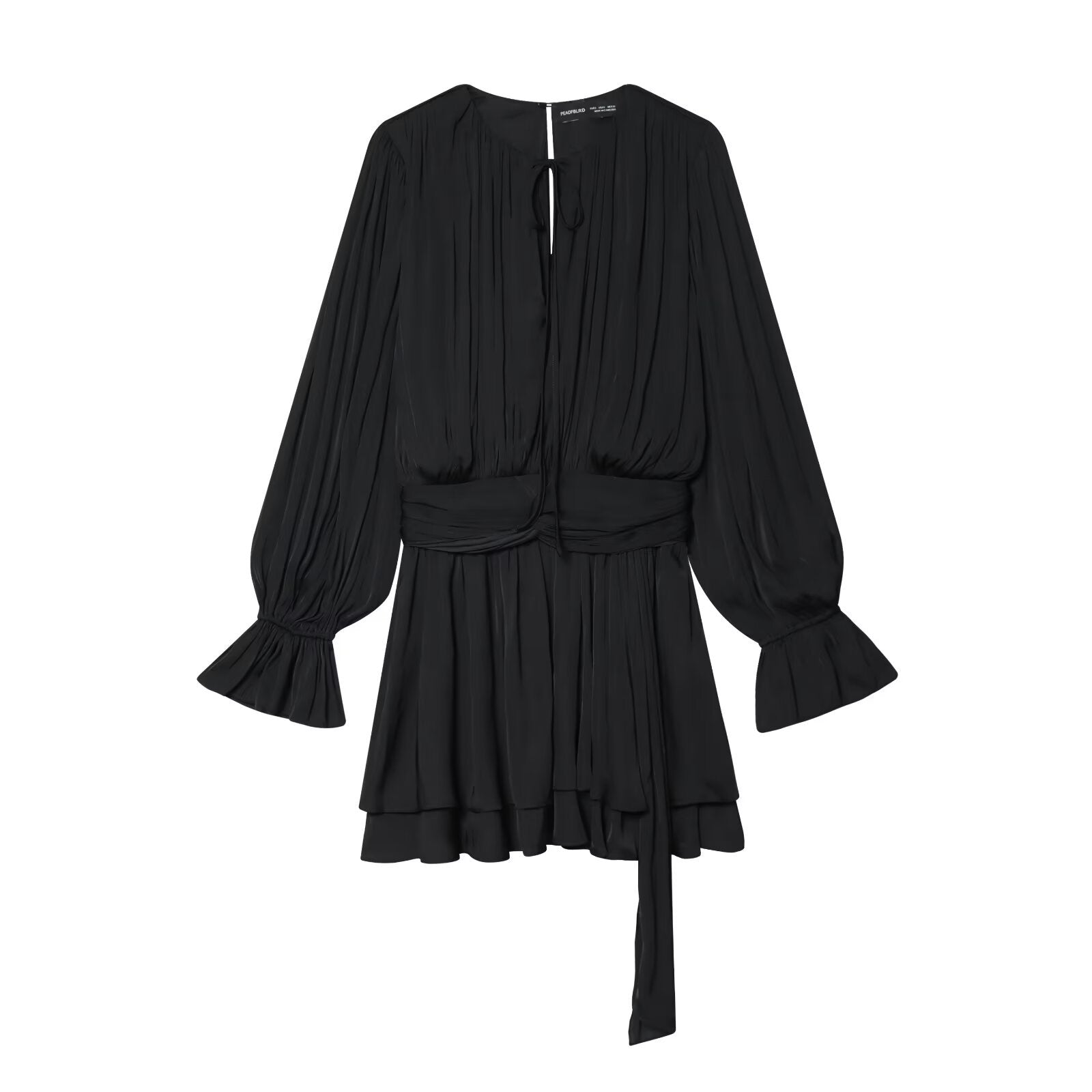 Commuting style waist tied dress
